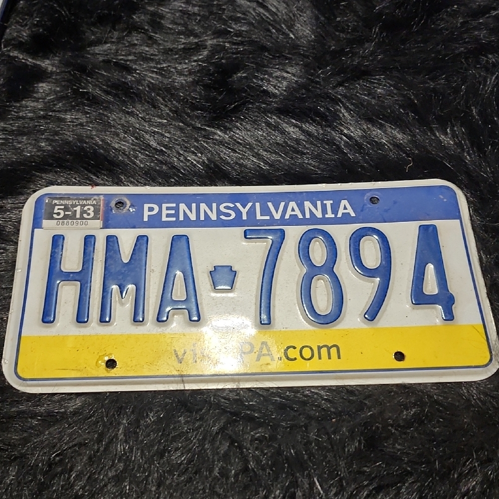 Pennsylvania License Plate HMA-7894. 2013. Visit PA. com. VINTAGE.
